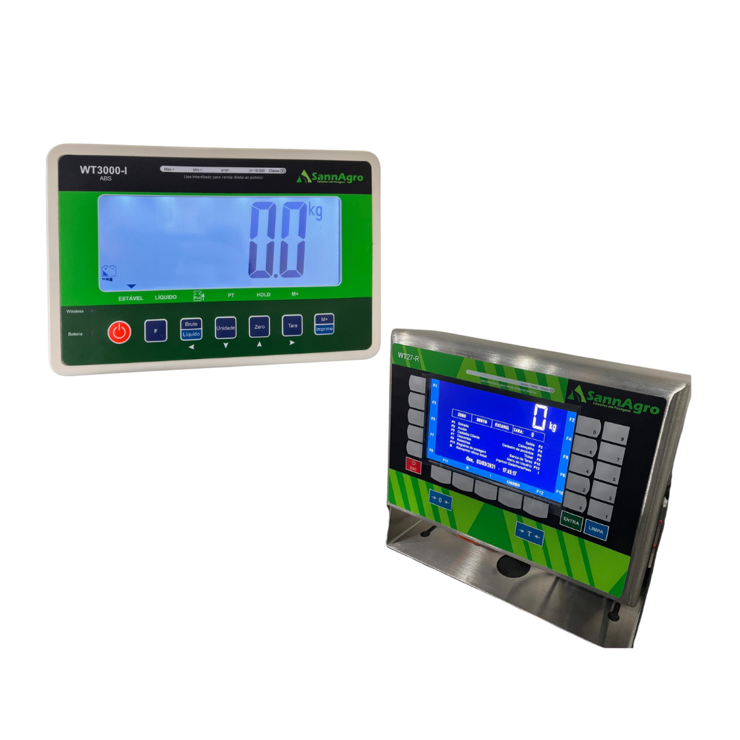 Indicadores de pesagem Sannagro WT3000-I e WT27-R